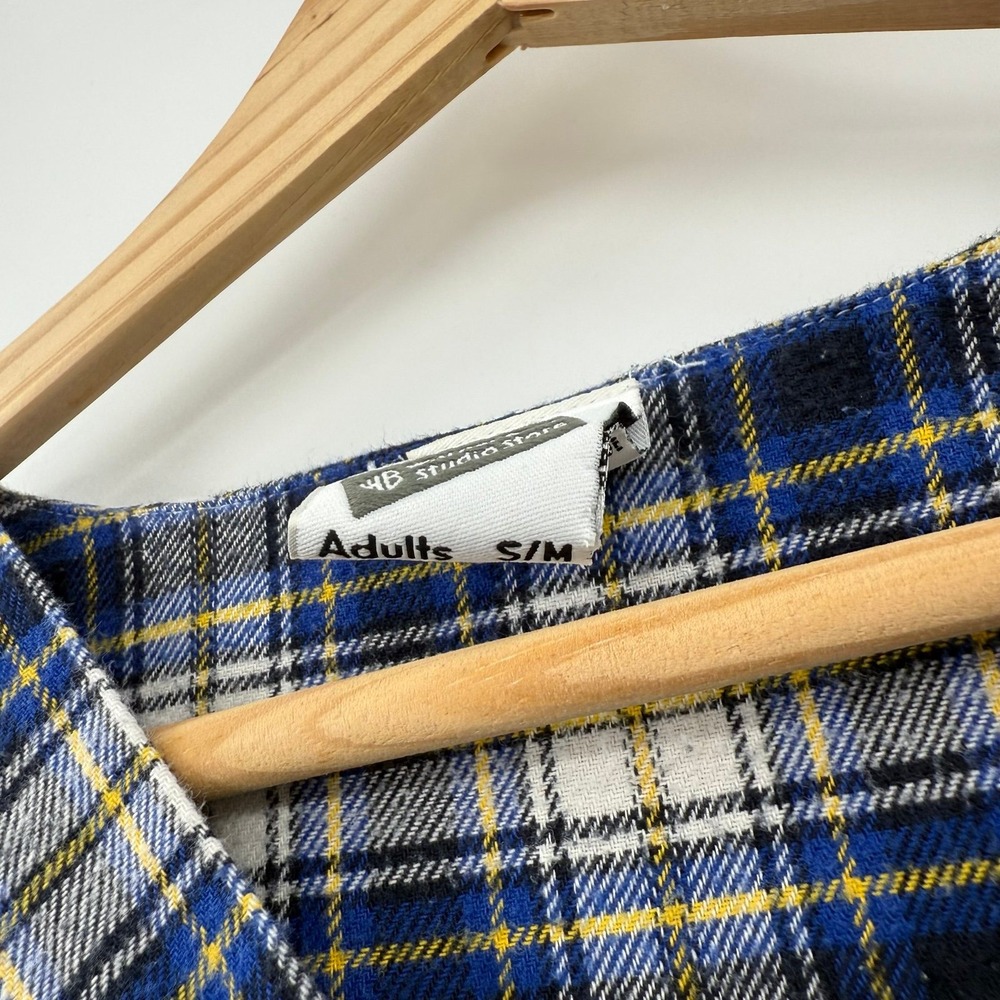 Vintage Warner Bros Tazmanian Devil Taz Flannel‎ Nightgown Blue Plaid Size S/M - Picture 4 of 7